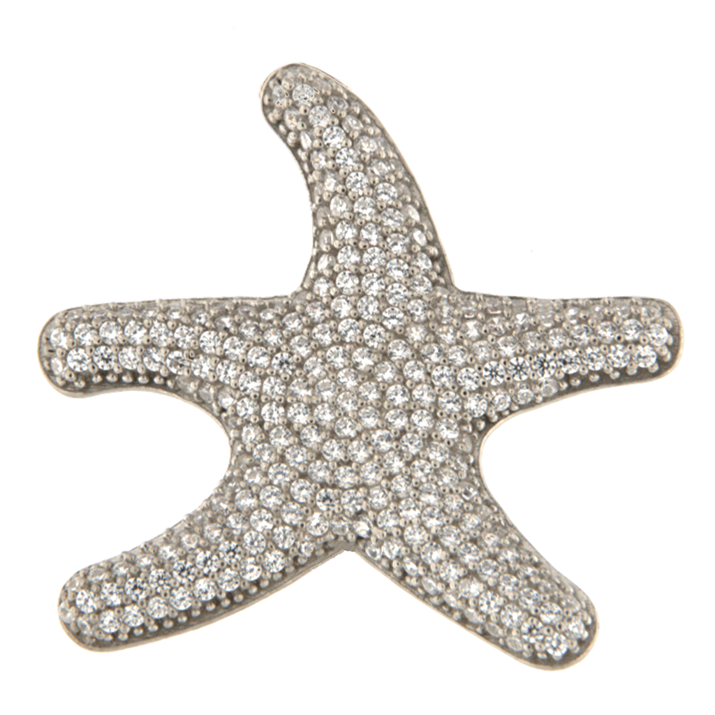 Orecchini A Stella 4 Punte In Argento Sterling Con Zirconia Cubica E Rodio - Lucidi, 7x12 Mm, Perno 11 Mm, Con Scatola Regalo