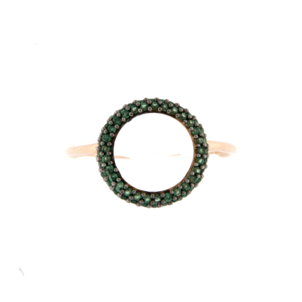 Anello Ghiera Argento Zirconi Verdi Placcato Oro Rosa
