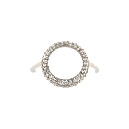 Anello Ghiera Argento Zirconi Bianchi Rodio Bianco
