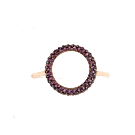 Anello Ghiera Argento Zirconi Rossi Placcato Oro Rosa