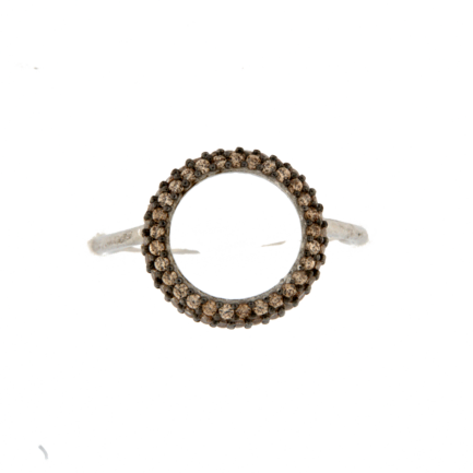 Anello Ghiera Argento Zirconi Champagne Rodio Bianco