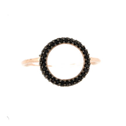 Anello Ghiera Argento Zirconi Neri Placcato Oro Rosa