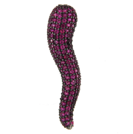 Pendente Cornetto Argento Zirconi Rossi Rodio Nero