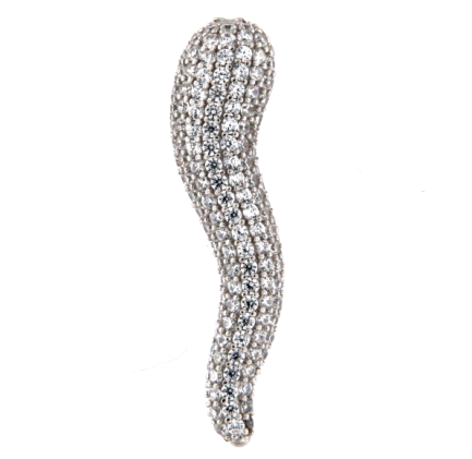 Orecchino Cornetto  Argento Zirconi Bianchi Rodio Bianco