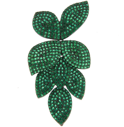 Orecchino 8 Petali Argento Zirconi Verdi Rodio Nero