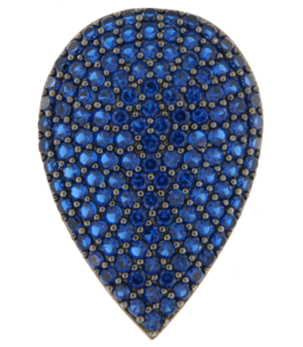 Orecchino Goccia Big Argento Zirconi Blu Rodio Nero