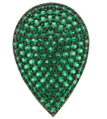 Orecchino Goccia Big Argento Zirconi Verdi Rodio Nero