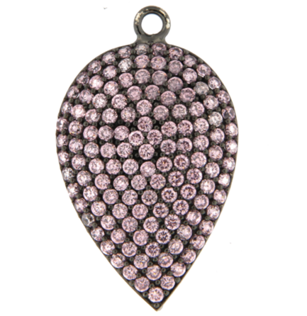 Pendente Goccia Big Argento Zirconi Rosa Rodio Nero