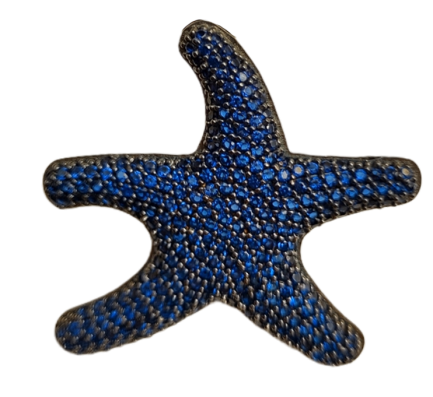 Orecchino Stella Marina Small Argento Zirconi Blu Rodio Nero
