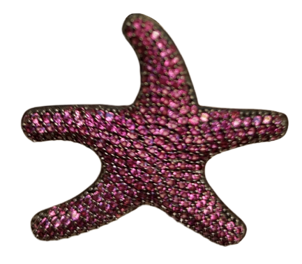 Orecchino Stella Marina Small Argento Zirconi Rossi Rodio Nero