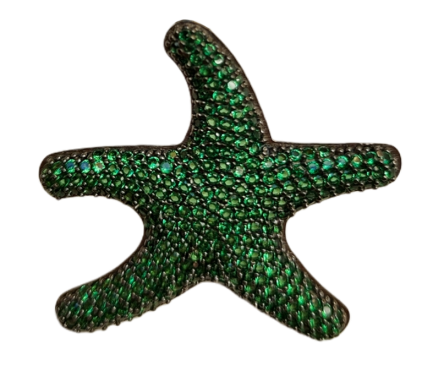 Orecchino Stella Marina Small Argento Zirconi Verdi Rodio Nero