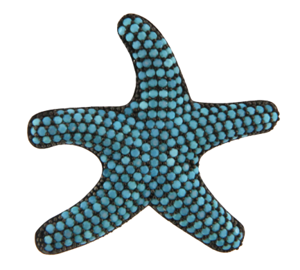 Orecchino Stella Marina Small Argento Zirconi Turchesi Rodio Nero