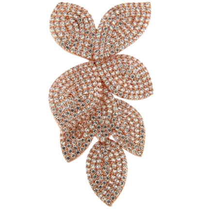 Orecchino 8 Petali Argento Zirconi Bianchi Placcato Oro Rosa