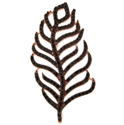 Orecchino Piuma Argento Zirconi Brown Placcato Oro Rosa