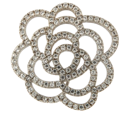 Orecchino Rosa Argento Zirconi Bianchi Rodio Bianco