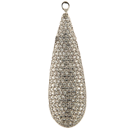Pendente Goccia Lunga Argento Zirconi Bianchi Rodio Bianco