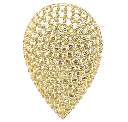 Orecchino Goccia Big Argento Zirconi Gialli Placcato Oro Giallo