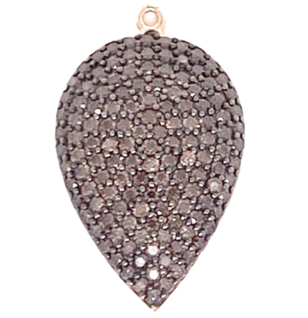 Pendente Goccia Big Argento Zirconi Brown Placcato Oro Rosa