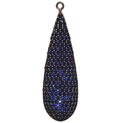 Pendente Goccia Lunga Argento Zirconi Blu Rodio Nero