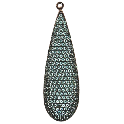 Pendente Goccia Lunga Argento Zirconi Paraiba Rodio Nero