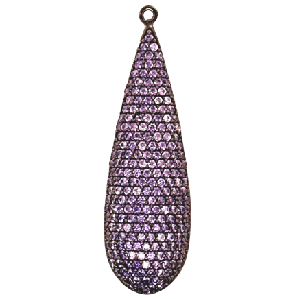 Pendente Goccia Lunga Argento Zirconi Viola Rodio Nero