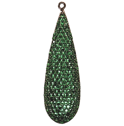 Pendente Goccia Lunga Argento Zirconi Verdi Rodio Nero