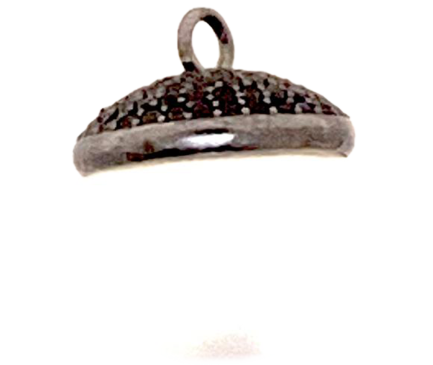 Pendente Perla Bianca Argento Zirconi Neri Rodio Nero