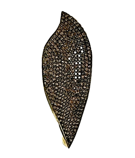 Orecchino Foglia Argento Zirconi Brown Placcato Oro Giallo