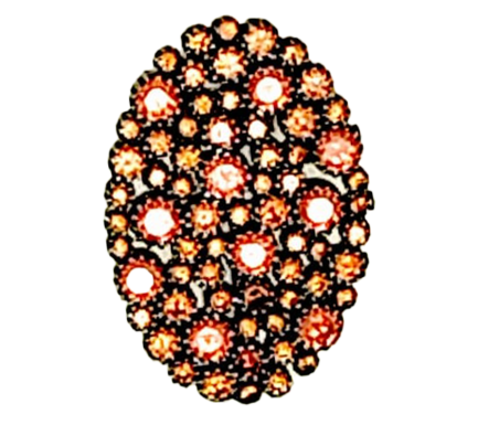 Orecchino Pavè Argento Zirconi Arancioni Rodio Nero