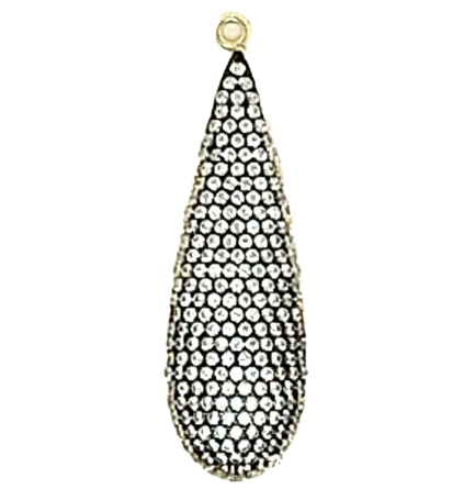Pendente Goccia Lunga Argento Zirconi Bianchi Black Pen Placcato Oro Giallo