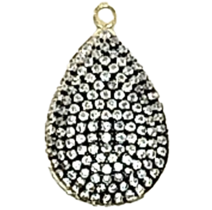 Pendente Goccina Argento Zirconi Bianchi Black Pen Placcato Oro Giallo