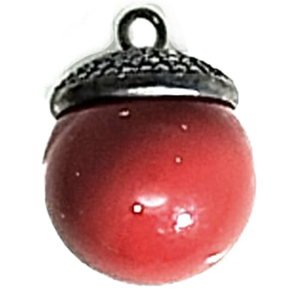 Pendente Perla Rossa Argento Zirconi Viola Rodio Bianco