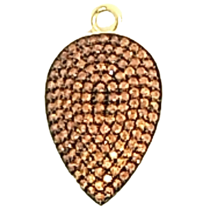 Pendente Goccia Piccola Argento Zirconi Arancioni Placcato Oro Giallo