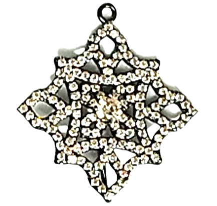 Pendente Rombo Traforato Argento Zirconi Champagne Rodio Nero