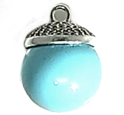 Pendente Perla Turchese Argento Zirconi Bianchi Rodio Bianco