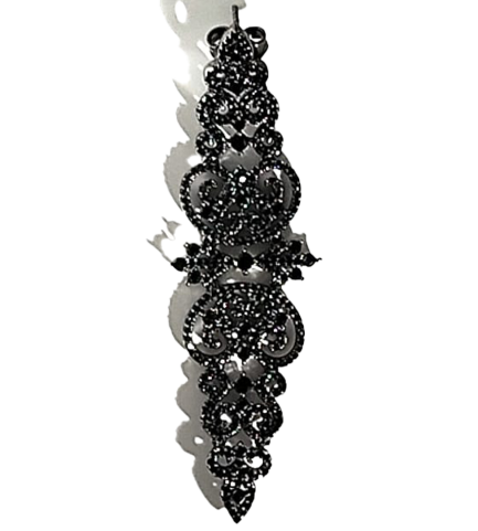 Orecchino Arabesque Argento Zirconi Neri Rodio Nero