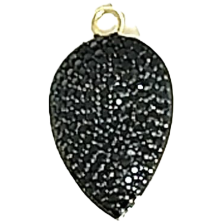 Pendente Goccia Piccola Argento Zirconi Neri Placcato Oro Giallo