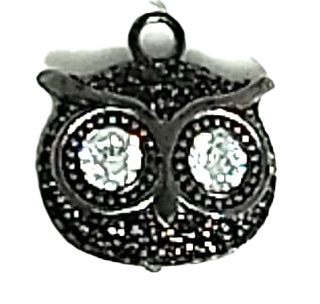 Pendente Gufo Argento Zirconi Neri Rodio Nero