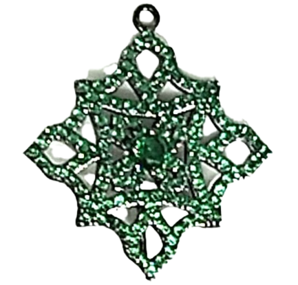Pendente Rombo Traforato Argento Zirconi Verdi Rodio Nero