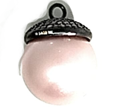 Pendente Perla Rosa Argento Zirconi Rosa Rodio Nero