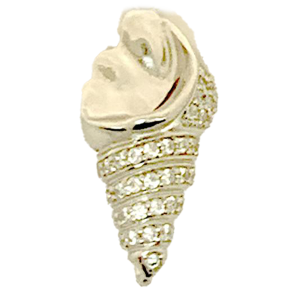 Orecchino Conchiglia Small Argento Zirconi Bianchi Rodio Bianco