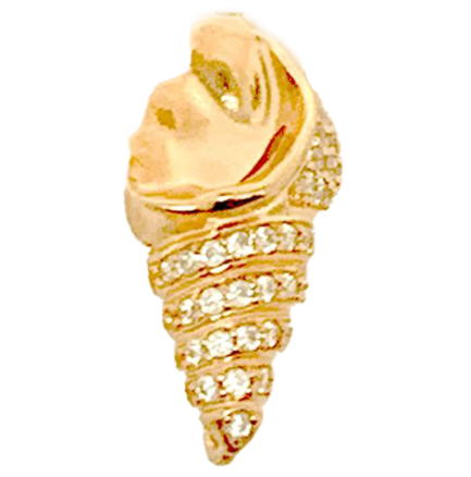 Orecchino Conchiglia Small Argento Zirconi Bianchi Placcato Oro Rosa