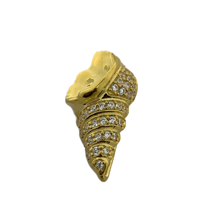 Orecchino Conchiglia Small Argento Zirconi Bianchi Placcato Oro Giallo