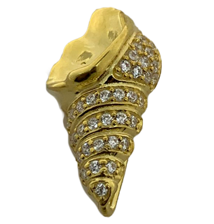 Orecchino Conchiglia Small Argento Zirconi Bianchi Placcato Oro Giallo