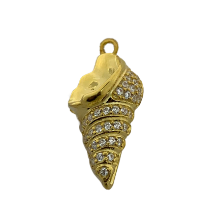 Pendente Conchiglia Small Argento Zirconi Bianchi Placcato Oro Giallo