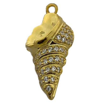Pendente Conchiglia Small Argento Zirconi Bianchi Placcato Oro Giallo