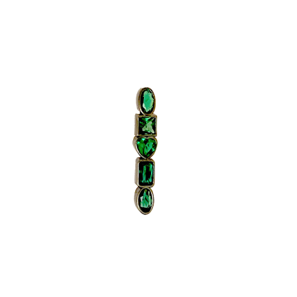 4 Zirconia Silver Earring Green Zirconia Black Rhodium