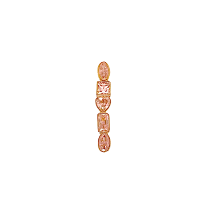 4 Zirconia Silver Earring Pink Zirconia Rose Gold Plated