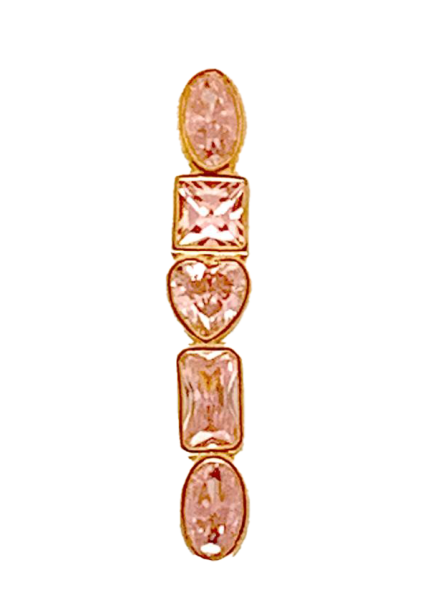Orecchino 4 Zirconi Argento Zirconi Rosa Placcato Oro Rosa