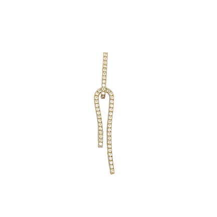 Double Bar Silver Earring with White Zircons and White Rhodium Plated